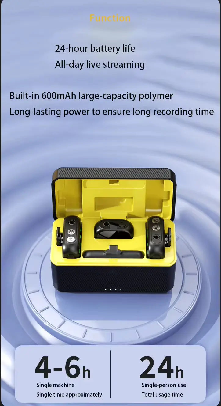 K50 Wireless Dual Collar Microphone Set with Noise Cancellation & Display Screen – 20M