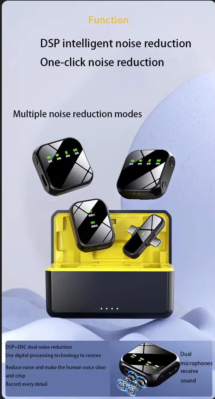 K50 Wireless Dual Collar Microphone Set with Noise Cancellation & Display Screen – 20M